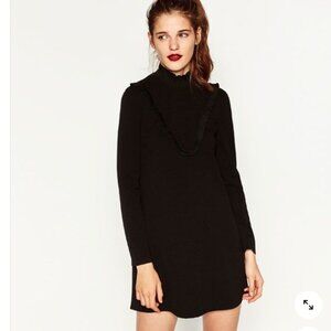 Zara Collection ruffle mock neck shift dress Size S NEW WITH TAG!